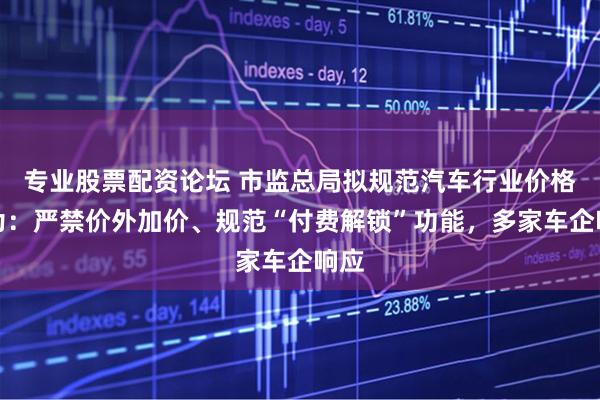 专业股票配资论坛 市监总局拟规范汽车行业价格行为：严禁价外加价、规范“付费解锁”功能，多家车企响应
