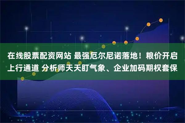 在线股票配资网站 最强厄尔尼诺落地!粮价开启上行通道 分析师天天盯气象、企业加码期权套保